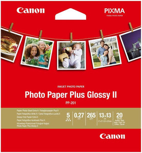 Canon PP-201 Glossy II Photo Paper, 5x5", 20 Sheets, 265 g/m2, 2311B060