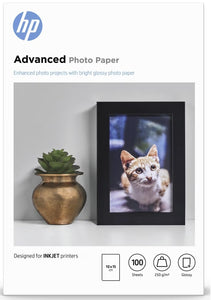 HP Advanced Glossy Photo Paper, 4" x 6" (100 x 150mm), 250 g/m2, 100 Sheets, (Q8692A)