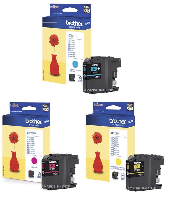 Genuine Brother LC121, Ink Cartridges LC121C, LC121M, LC121Y