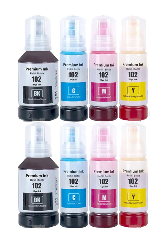 8 Compatible Ink Bottle, For Epson 102, T03R1, T03R2, T03R3, T03R4, T03R6
