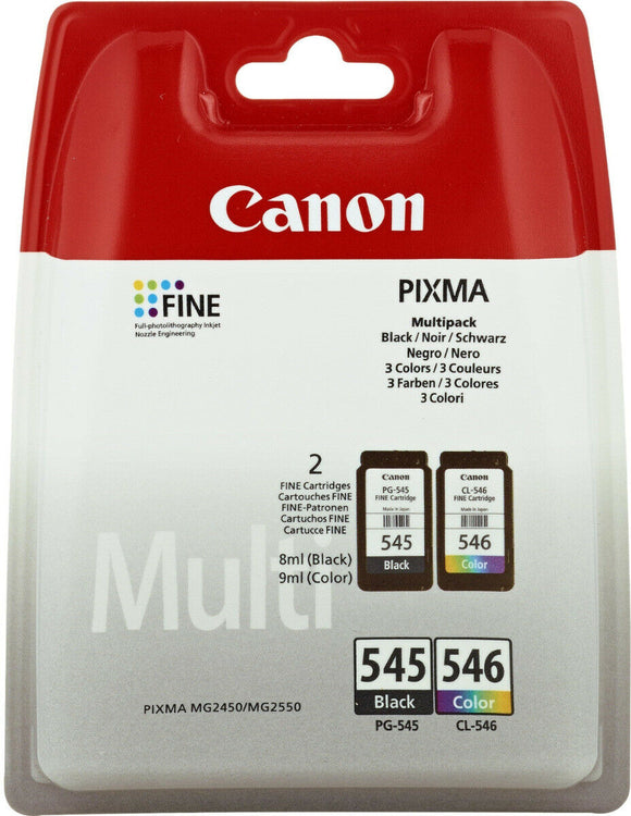 Canon PG-545 & CL-546 Black And Colour Ink jet Printer Cartridges PG545 Plus CL546