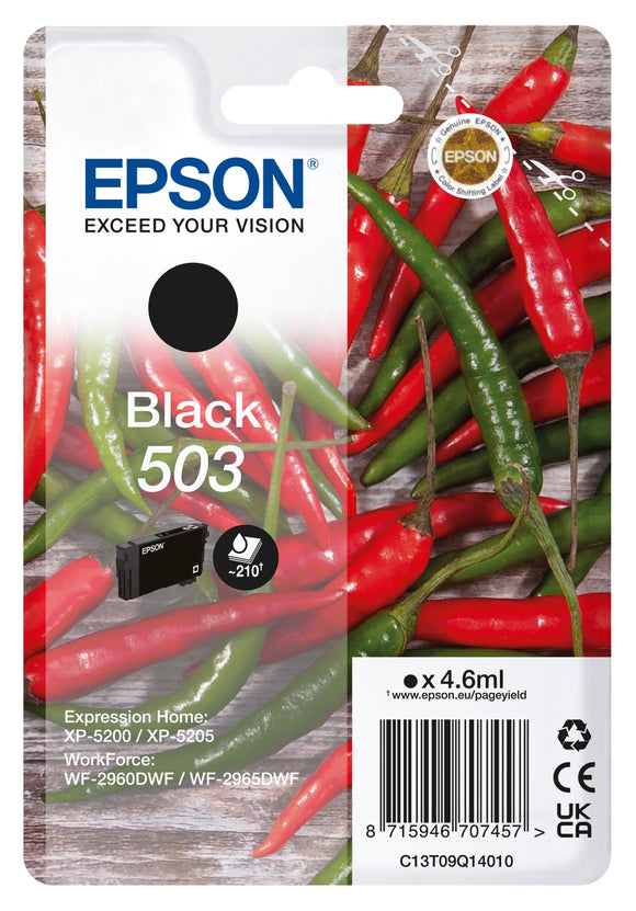 Genuine Epson 503, Chillies Black Ink Cartridge, T09Q1, C13T09Q14010