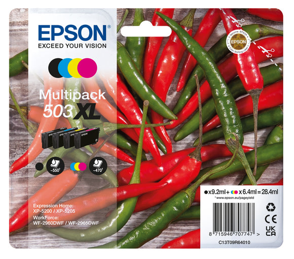 Genuine Epson 503XL, Chillies Multipack Ink Cartridges, T09R6, C13T09R64010