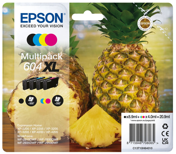 Genuine Epson 604XL, Pineapple Multipack Ink Cartridges, T10H6, C13T10H64010