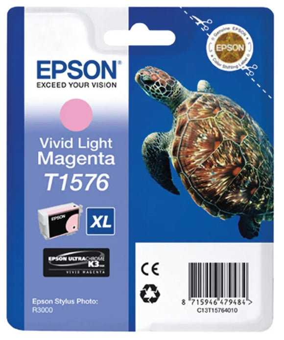 Genuine Epson T1576, Vivid Light Magenta Ink Cartridge, T157640