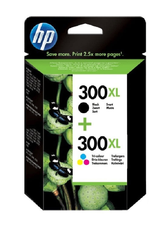 HP 300XL High Capacity Multipack Black & Tri-Colour Ink Cartridge, CC641EE, CC644EE