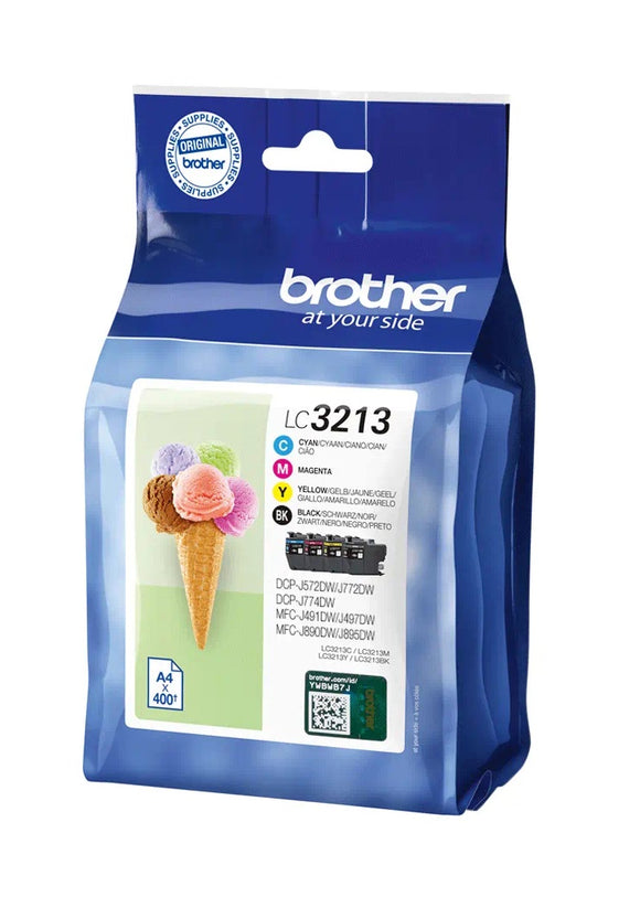 Genuine Brother Value Pack Ink Cartridges, LC3213BK, LC3213C, LC3213M, LC3213Y