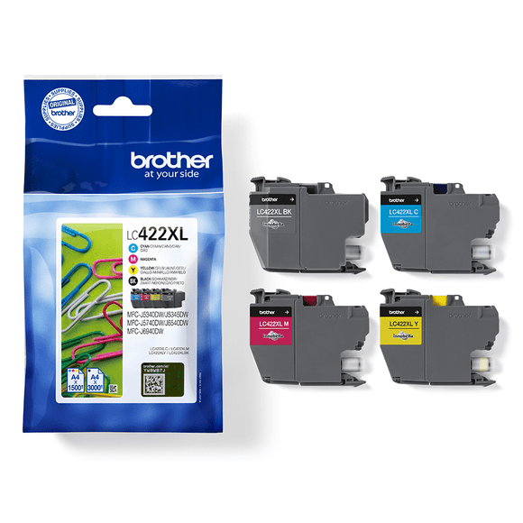 Genuine Brother LC422XL, Value Pack High Capacity Ink Cartridges, LC422XLVALU