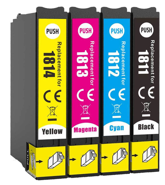 4 Compatible Multipack Ink Cartridges, Replaces For Epson 18XL, T1816, NON-OEM