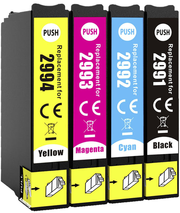 4 Compatible Ink Cartridges, Replaces For Epson 29XL, T2996, NON-OEM