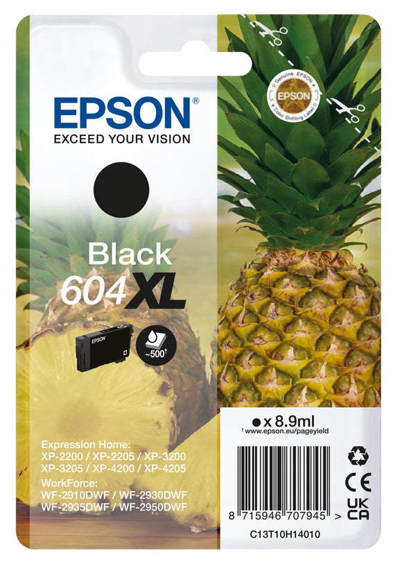 Genuine Epson 604XL, Pineapple Black Ink Cartridge, T10H1, C13T10H14010