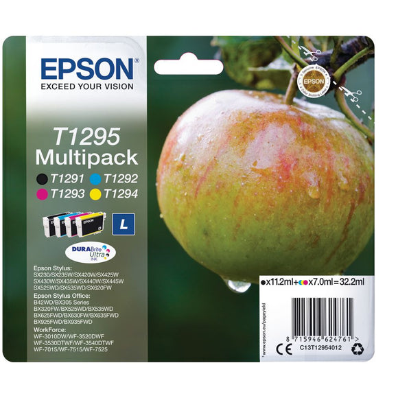 Genuine Epson T1295 Apple Durabrite Multipack Ink Cartridges, C13T12954012