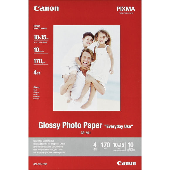 Canon GP-501 Glossy Photo Paper 10X15cm: 10 Sheets, 170 g/m2, 0775B005