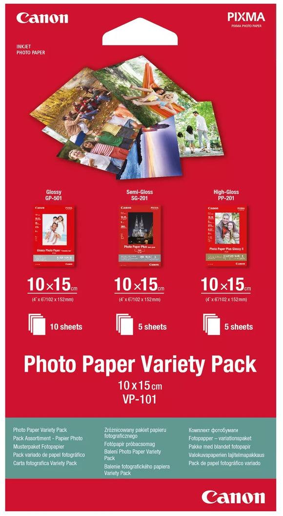 Canon VP-101 Photo Paper Variety Pack 4x6” - 20 Sheets 0775B078