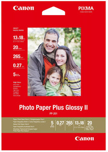 Canon PP-201 Glossy II Photo Paper Plus 5x7" 13x18 cm 20 Sheets, 2311B018
