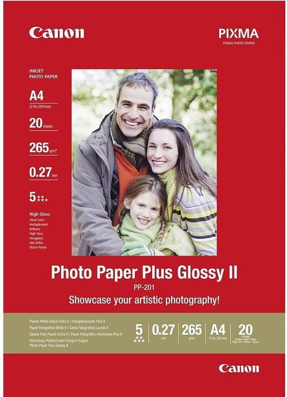 CANON PHOTO PAPER PLUS II A4 GLOSSY 265GSM - 20 SHEETS PP-201 2311B019