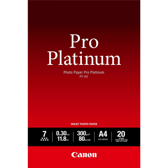Canon PT-101 10x15cm Photo Paper Platinum Pro 300gsm 20 Sheets (2768B013)