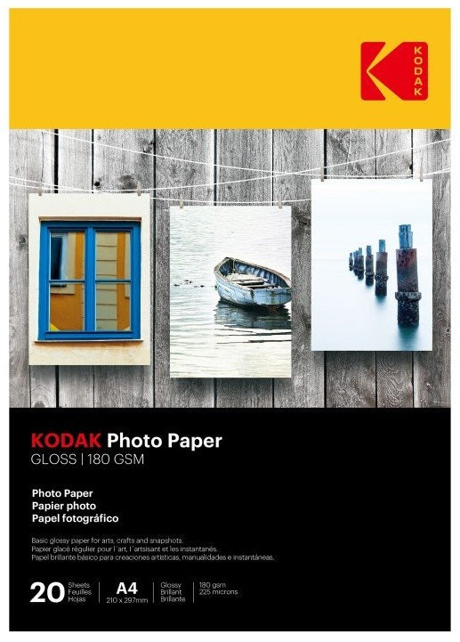 Genuine Kodak A4 Photo Gloss Paper 180gsm - 20 Sheets (5740-512)