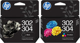 Genuine HP 302/304 Black & Tri-Colour Ink Cartridge - (B82L1AE)