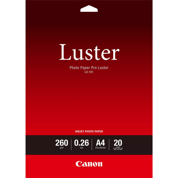 Canon LU-101 A4 Pro Luster Photo Paper, 260gsm - 20 Sheets (6211B006)