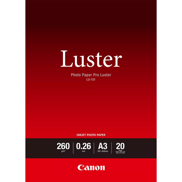 Canon LU-101 A3 Pro Luster Photo Paper, 260gsm - 20 Sheets (6211B007)