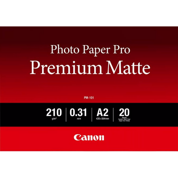 Canon PM-101 A2 Premium Matte Photo Paper, 170gsm - 20 Sheets (8657B017)