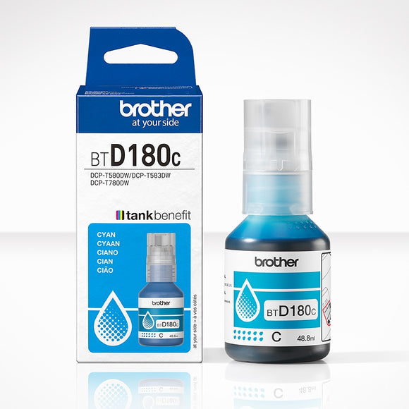 Genuine Brother BTD180 Cyan Ink Refill Bottle Cartridge BT-D180C