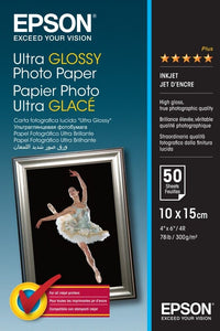 Epson Ultra Glossy Photo Paper 4x6" 50 Sheets 10x11c5m C13S041943 300gs