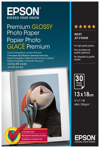 Epson 5x7" Premium Glossy Photo Paper, 255gsm, 30 Sheets (C13S042154)