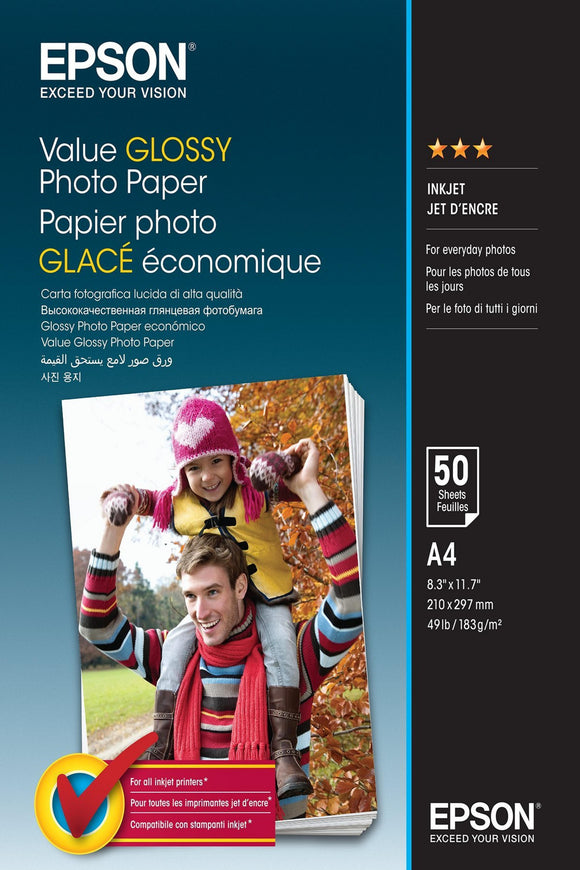 Epson Value A4 Glossy Photo Paper 183gsm - 50 Sheets (C13S400036)