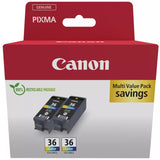 Genuine Canon CLI-36 C/M/Y Colour Ink Cartridge (Twin Pack) 1511B025