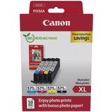 Canon CLI-571XL Ink Cartridge Multipack with 6x4" Photo Paper (0332C006)