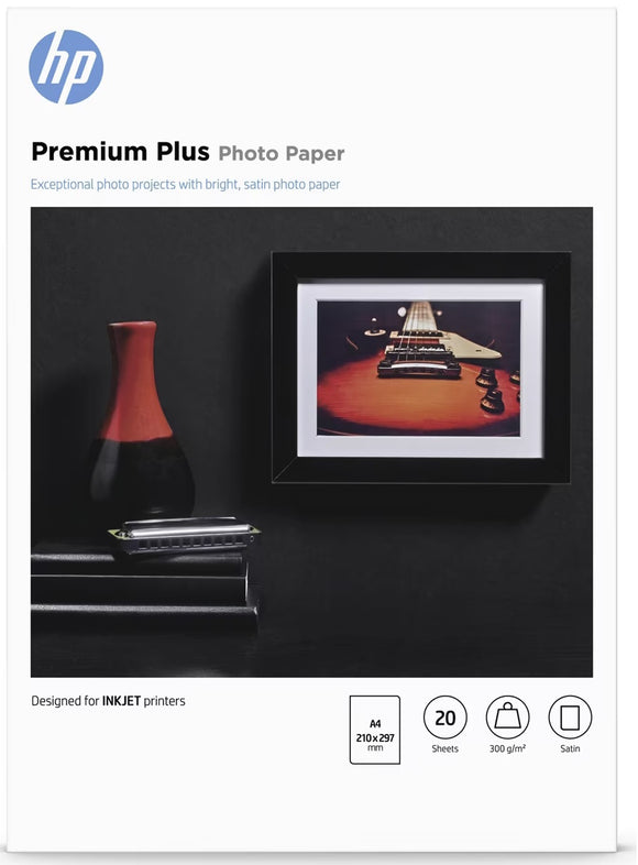 Genuine HP A4 Premium Plus Photo Satin Paper 300gsm - 20 Sheets (CR673A)