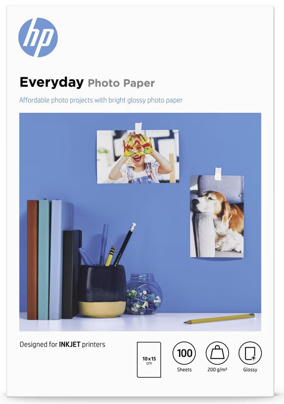 HP Everyday Photo Paper, Glossy, 200 g/m2, 10 x 15 cm 100 sheets, (CR757A)