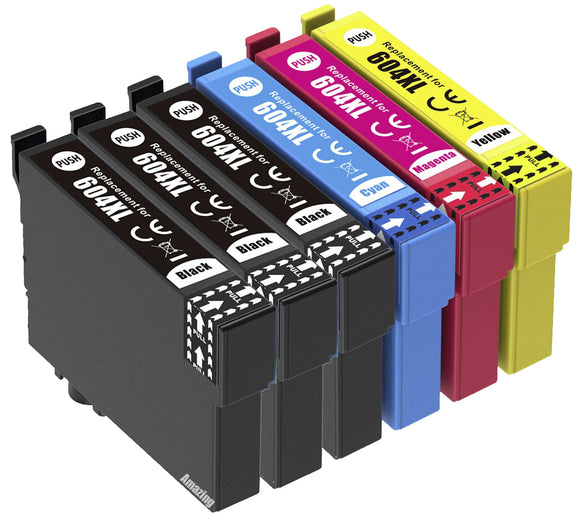 6 Compatible Ink Cartridges, Use For Epson 604XL, T10H6, Non-OEM