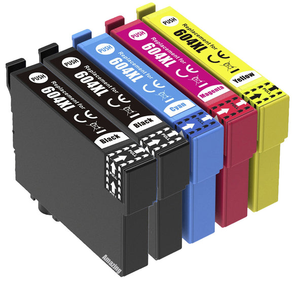 5 Compatible Ink Cartridges, Use For Epson 604XL, T10H6, NON-OEM