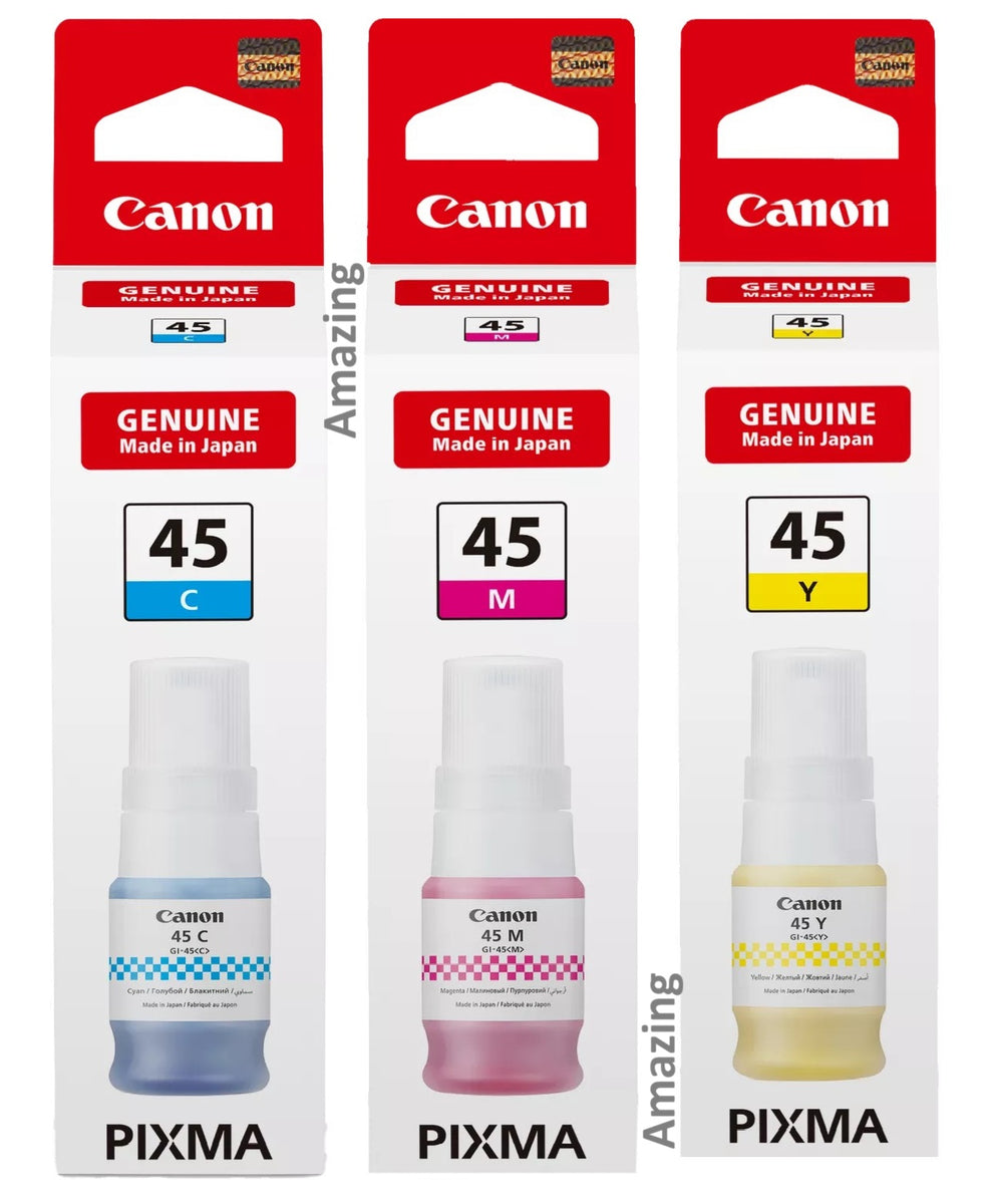 Genuine Canon GI-45 Printer Refill 3-Color Ink Bottle GI-45C, GI-45M ...