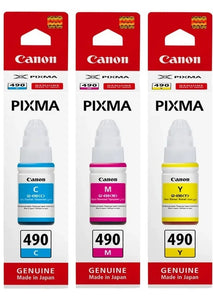 Genuine Canon 490, Ink Bottle Cartridge, GI-490C, GI-490M, GI-490Y ...