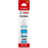 Genuine Canon GI-490C Printer Refill Cyan Ink Bottle, 0664C001