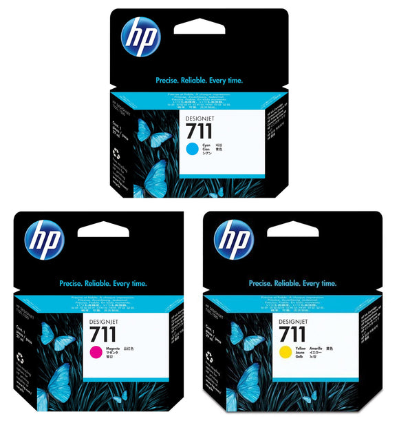 Genuine HP 711 High Capacity 3 Colour Ink Cartridge CZ130A, CZ131A, CZ132A