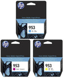 Genuine HP 953, 3 Colour Ink Cartridges, F6U12AE, F6U13AE, F6U14AE