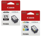 Canon PG-575 & CL-576 Black And Colour Ink Cartridges PG575 Plus CL576