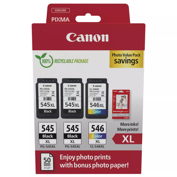 Canon 2X PG-545XL & 1X CL-546XL High Capacity Ink Cartridge Multipack (8286B013)