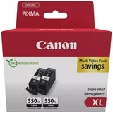 Genuine Canon PGI-550PGBK XL High Yield Twin Black Ink Cartridge, 6431B001
