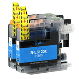 2 Cyan Ink Cartridge Compatible With Brother LC123C, LC-123C, NON-OEM
