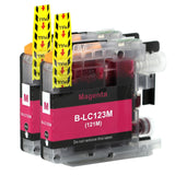 2 Magenta Ink Cartridges Compatible With Brother LC123M DCP-J132W J152W, J4110DW