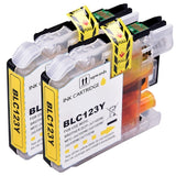 2 Compatible Yellow Ink Cartridges, For Brother LC123Y, LC-123Y, NON-OEM