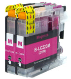 2 Compatible Magenta Ink Cartridge, Replaces For Brother LC221M, LC223M, NON-OEM