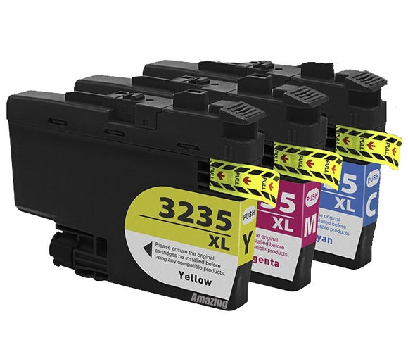 3 Compatible ink cartridges use for Brother LC3235XLCMY, Non-OEM
