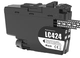 2 Compatible Black Ink Cartridge, Replaces For Brother LC424BK NON-OEM